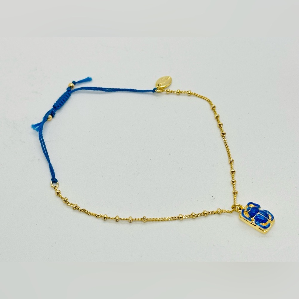 Les Nereides Paris Charm Bracelet Beetle Scarab Blue New